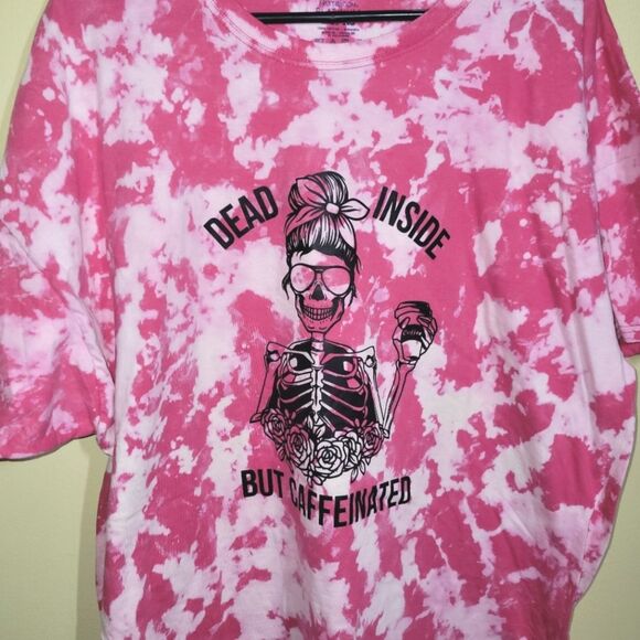 New Dead Inside But Caffeinated Tie Dye T-Shirt 2XL - Picture 2 of 7
